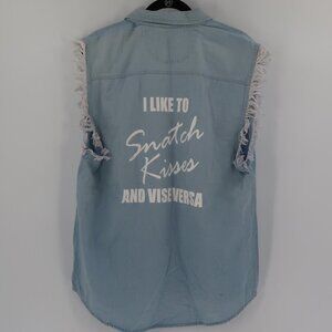 Cotton Heritage Sleeveless Denim Biker Shirt Size Large NWT